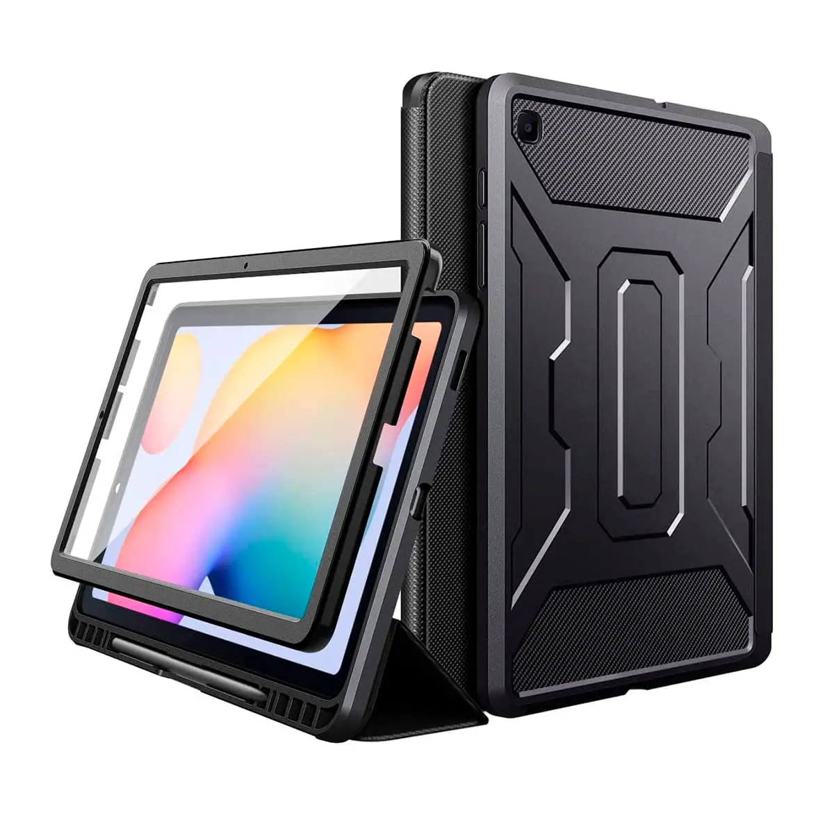 WB Capa para tablet Samsung Galaxy Tab S6 Lite 10.4” 2020/2022/2024 - Armadura Antichoque, Auto hibernação, silicone flexível, suporte para leitura, compartimento para S-Pen Preto