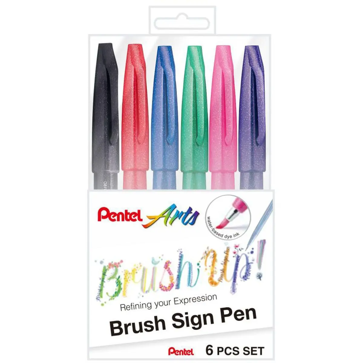 Pentel Caneta Brush Sign Pen Kit 6 Cores Tradicionais KITBRUSH-6T - 1