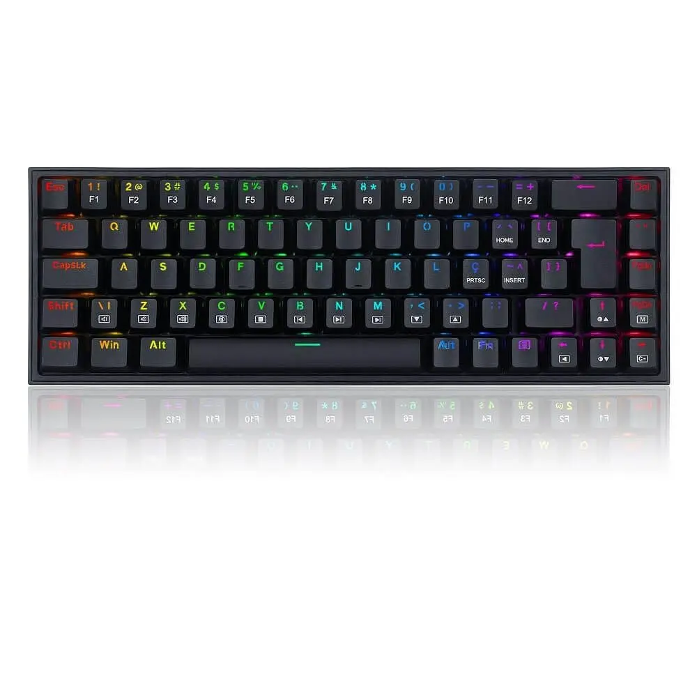 TECLADO MECANICO GAMER CASTOR RGB PRETO SWITCH MARROM ABNT2