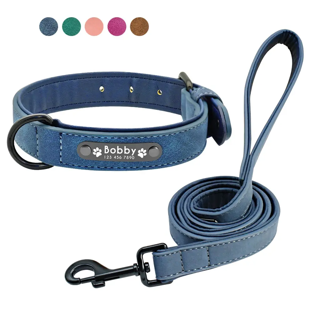 Coleiras personalizadas para cães, coleira de couro personalizada para cães de estimação, coleira para cães pequenos, médios e grandes, pitbull, buldogue, pugs, beagle - 1