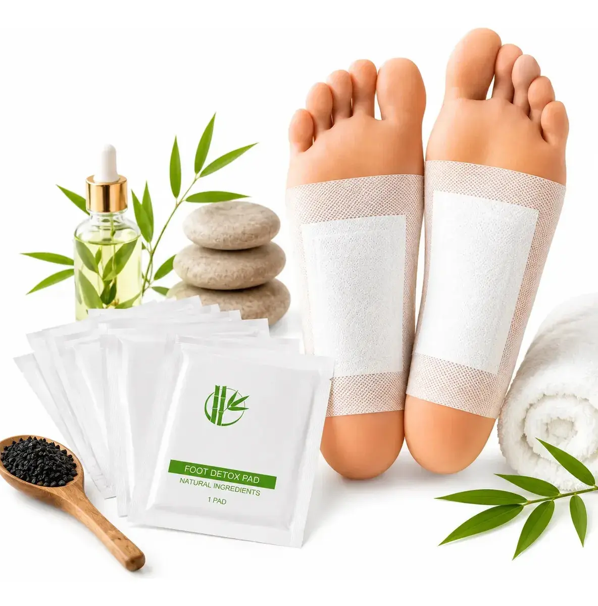 Kit Com 50 Adesivos Para Os Pés Noturno Com Extrato De Bambu Da kinoki - 1