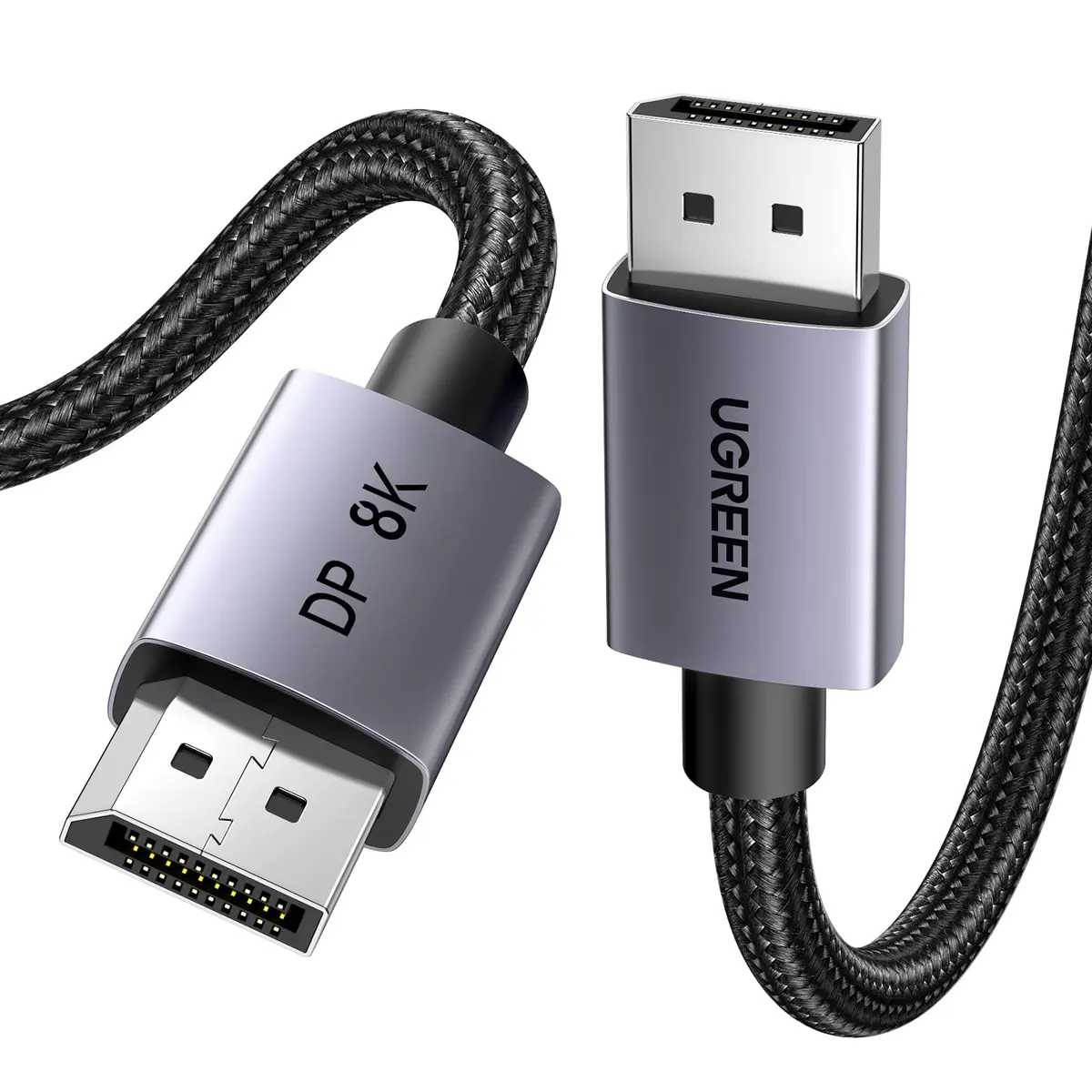UGREEN Cabo DisplayPort 1.4 Blindado 2M 8K60Hz 32.4Gbps | Certificação VESA, HDR, 4K240Hz, 2K240Hz, Compatível com Monitores, Projetor, TV, PC, Placas de Vídeo e Games