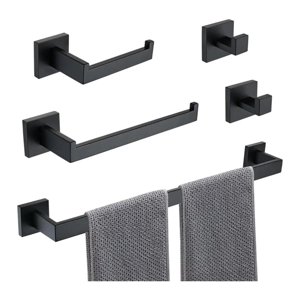 BEMMY Kit 5 Acessórios Para Banheiro Lavabo 60CM Acabamento Aço Inoxidável, Conjunto de para Toalheiro de Banheiro. A única Loja Autorizada é a "Bemmy-BR".