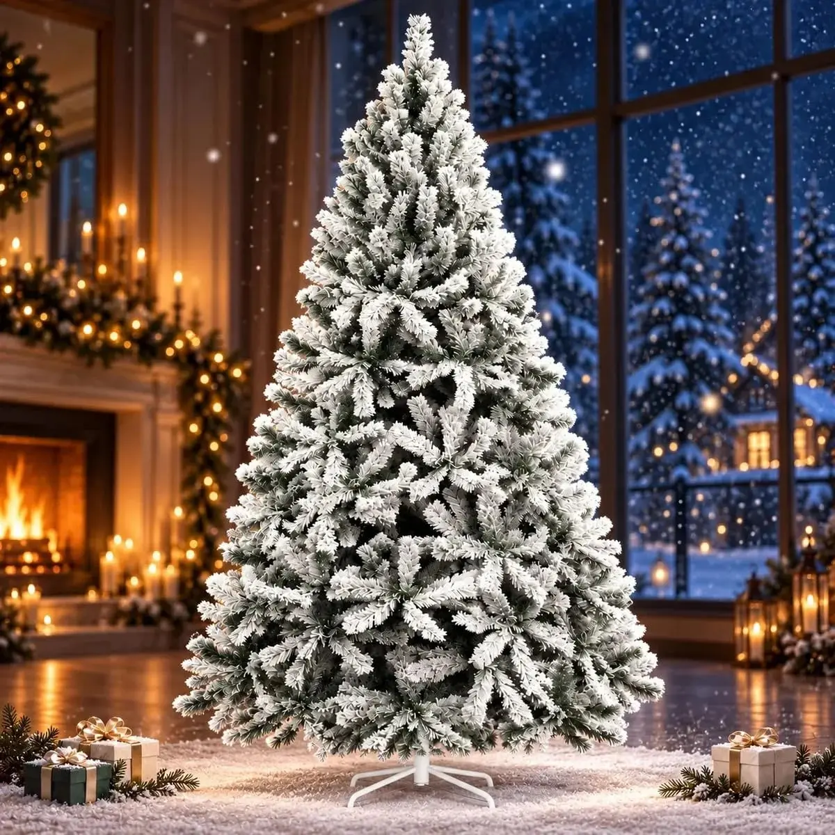 Árvore De Natal Pinheiro Nevada 1,80m 800 Galhos Premium Tradicional Grande Branca Cheia Neve Luxo Luvinco