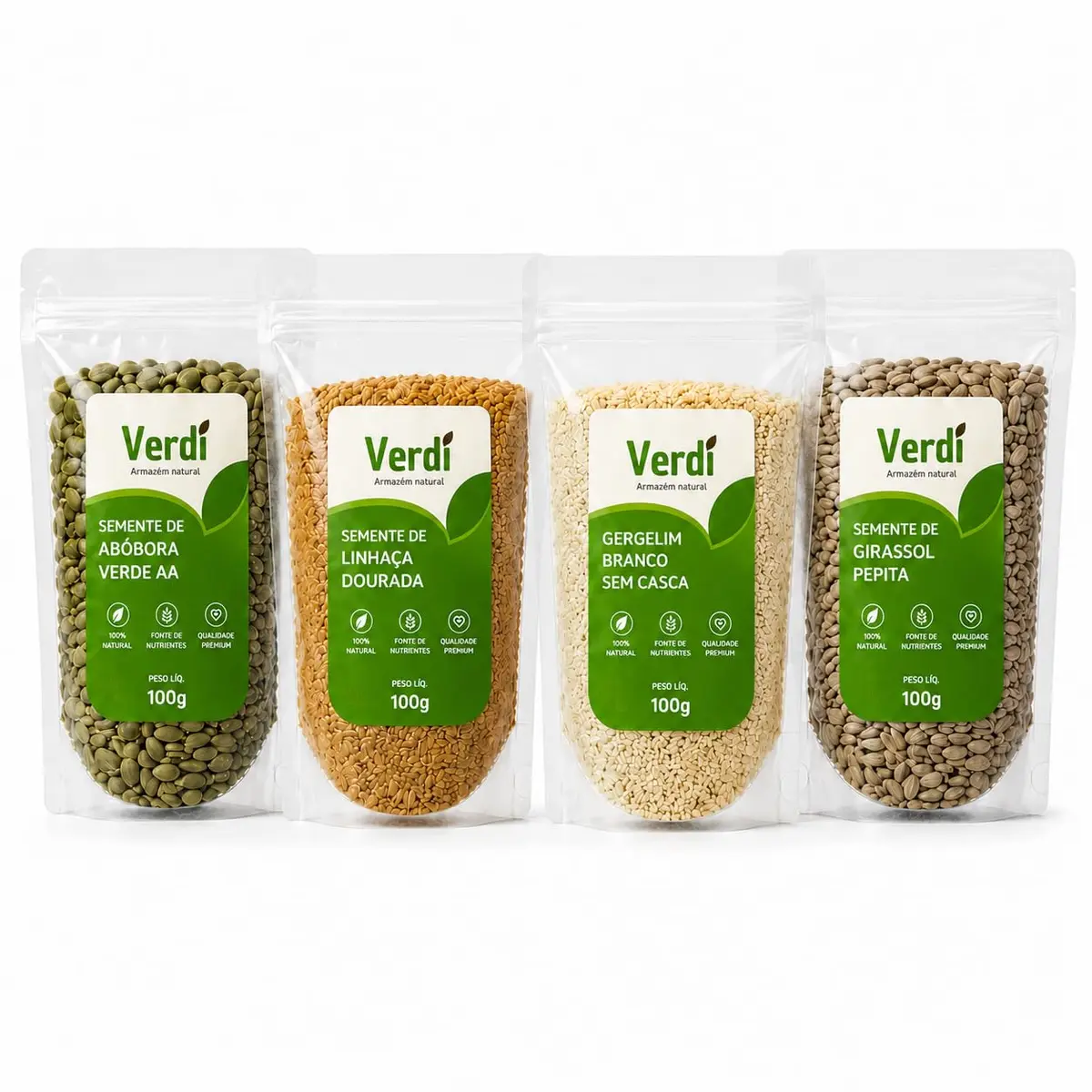 Kit para ciclo das sementes feminino - semente girassol búlgaro, abóbora AA, gergelim indiano e linhaça 400gr