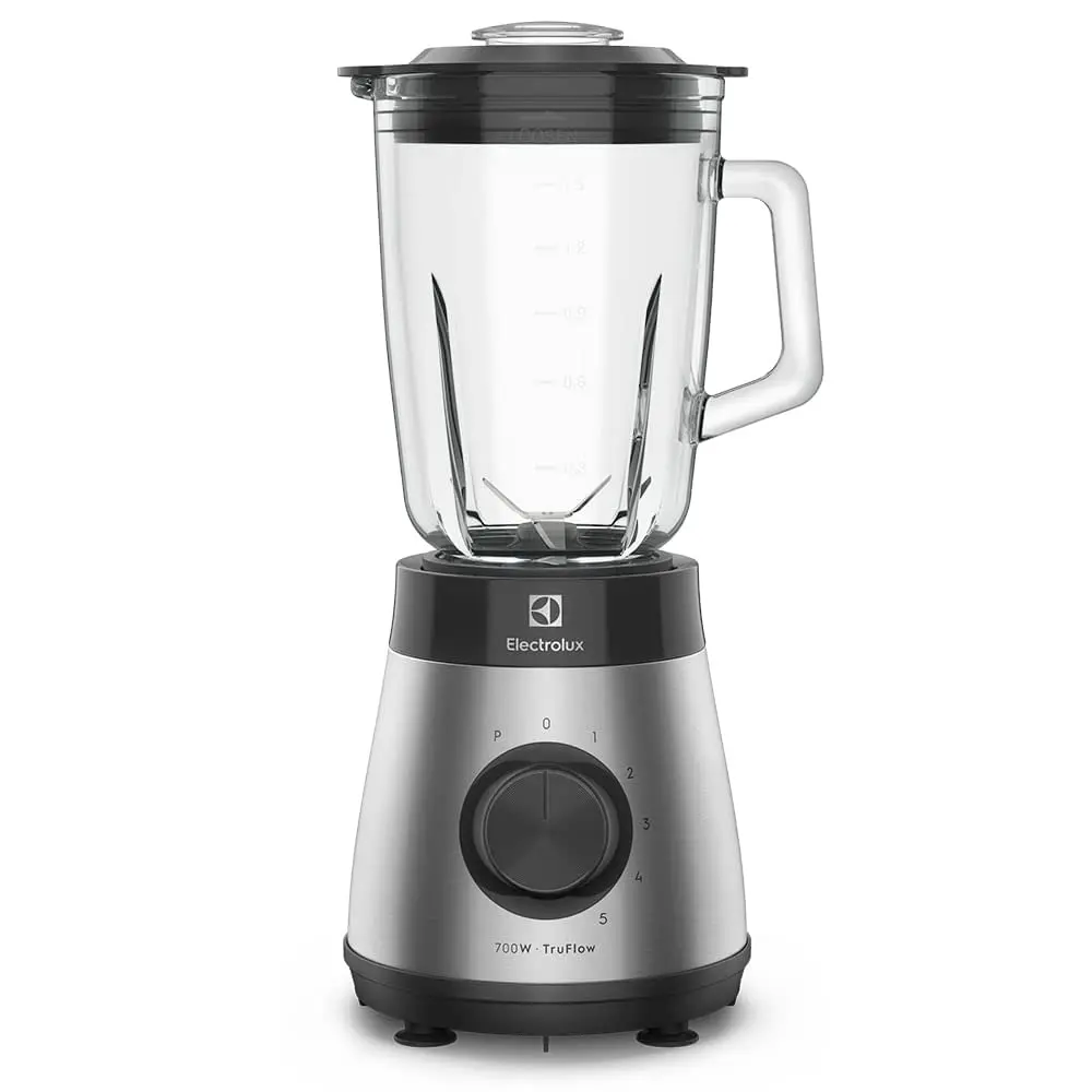 Liquidificador Electrolux inox jarra de vidro resistente capacidade 1,5L 5 velocidades função pulsar 700W EBS30 220v