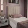 Cabeceira para Cama Box Solteiro Dobuê Veneza com Revestimento em Veludo - Bege - 1