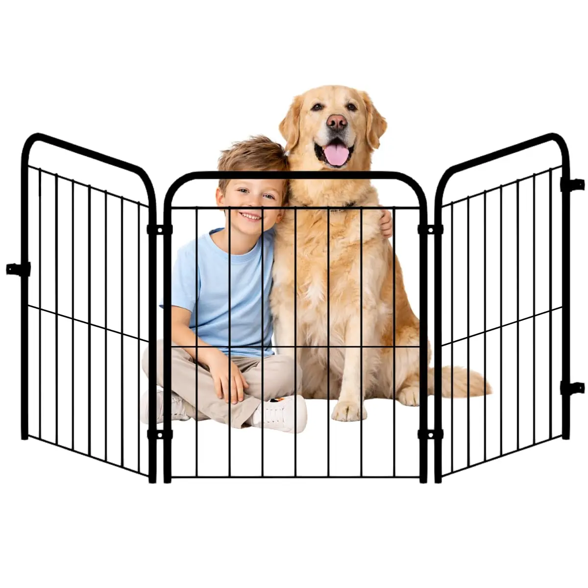 Cercado Pet Dobrável com 3 Grades em Aço para Cães Pequenos e Médios (Preto) - 1