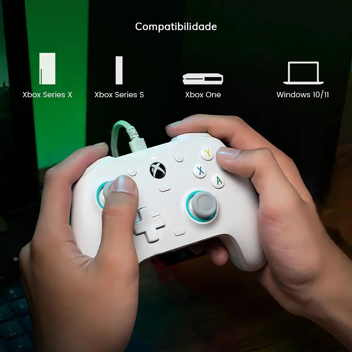 Controle GameSir G7 SE com Fio para Xbox One Series S X PC Hall Effect Botões Mecânicos Cor Branco thumbnail 3