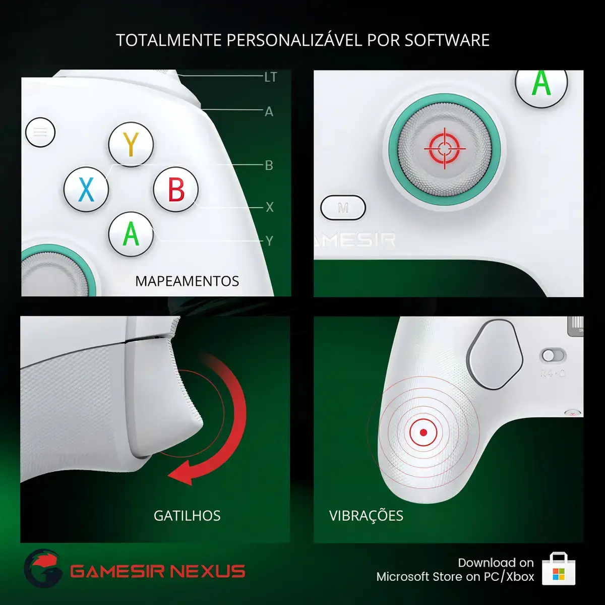 Controle GameSir G7 SE com Fio para Xbox One Series S X PC Hall Effect Botões Mecânicos Cor Branco thumbnail 4
