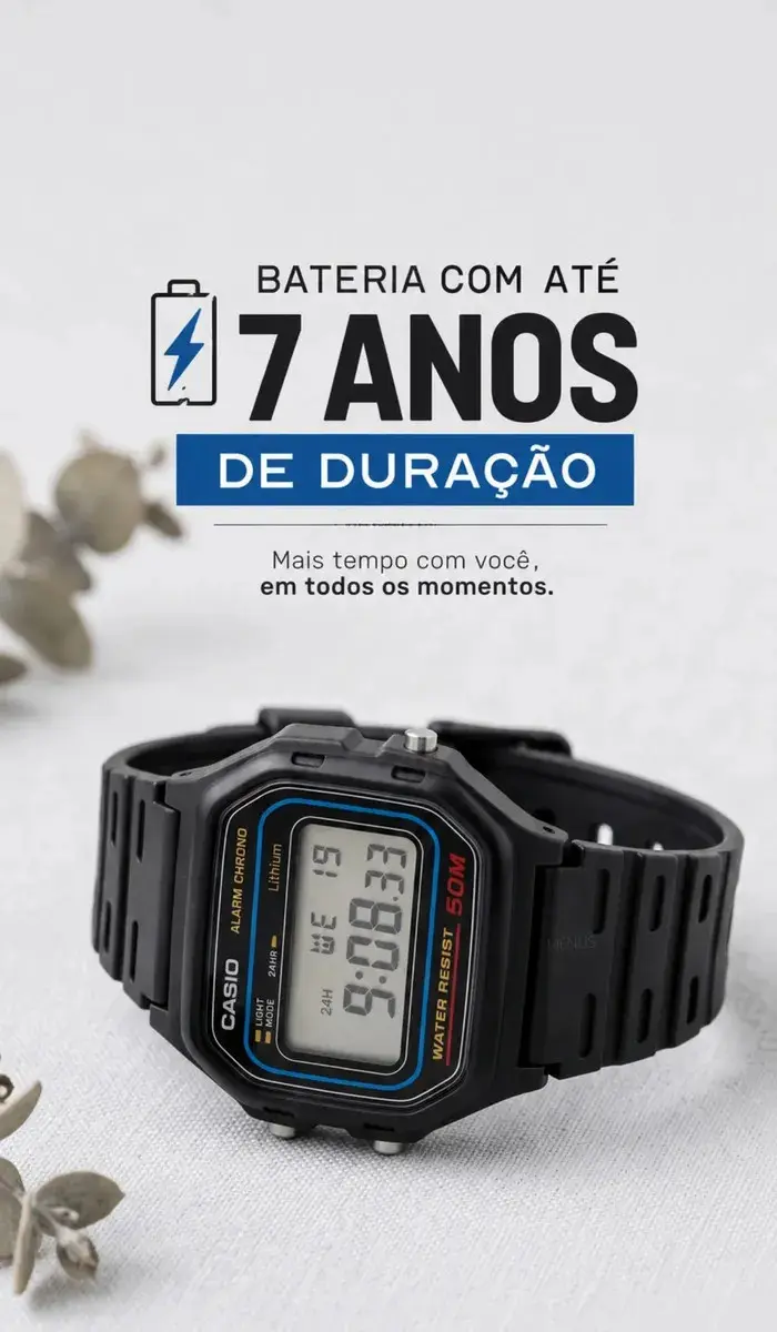 Relógio Digital Casio W-59 50m à Prova d'Água thumbnail 2