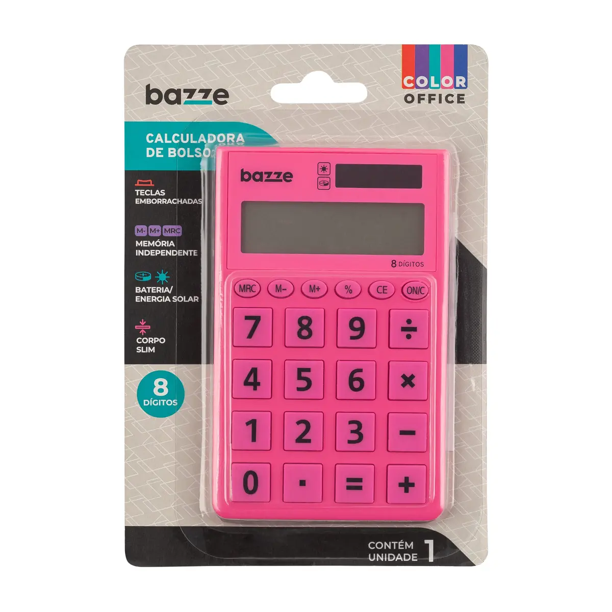 Calculadora Bolso Rosa Bazze 1 Unidade