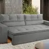 Sofá Retrátil Reclinável 3 Lugares C Molas 1,80m Vegas Suede Cor Cinza - 1