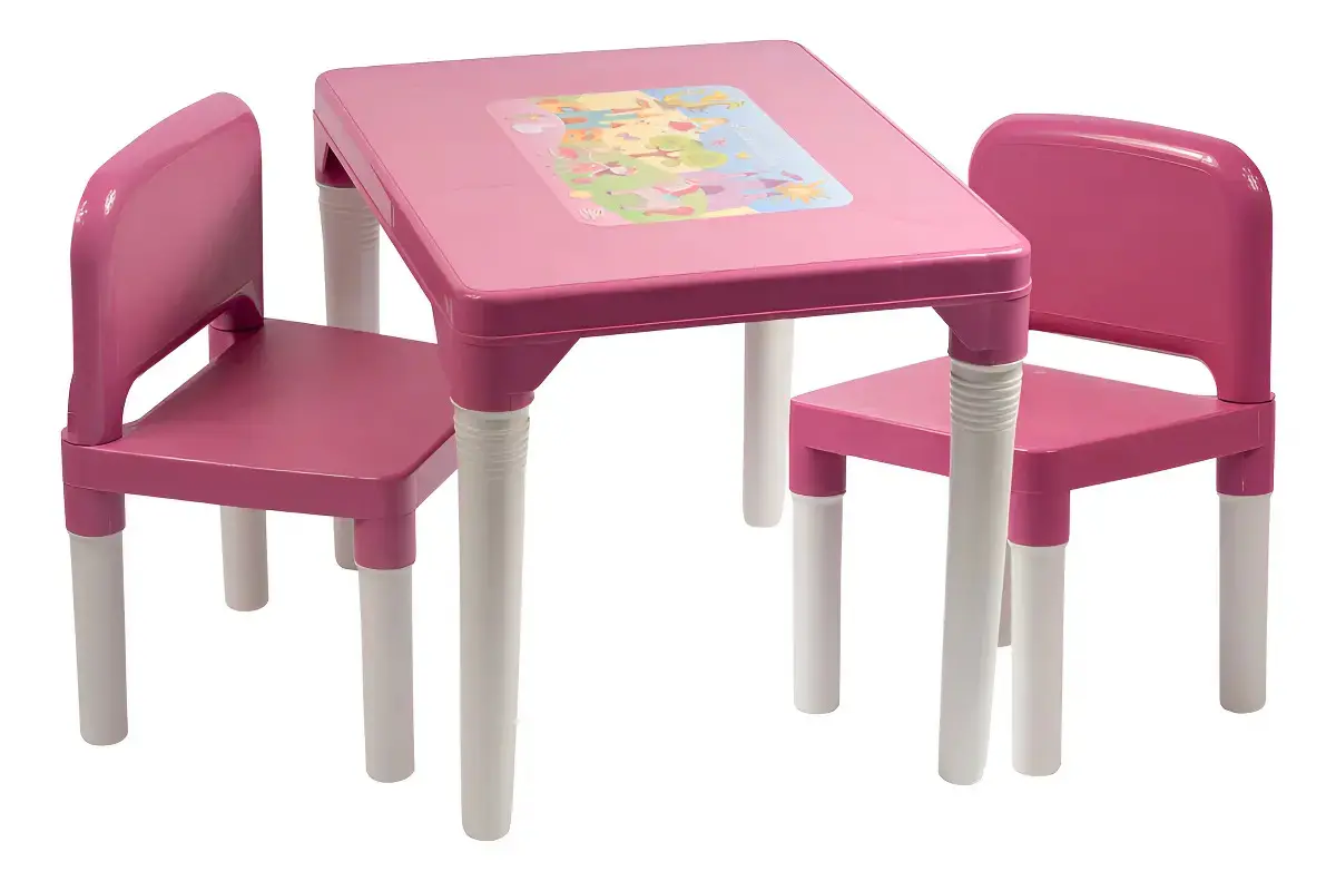 Mesa Infantil Atividades Plástico 2 Cadeiras Rosa Kids Baby Hercules - 1
