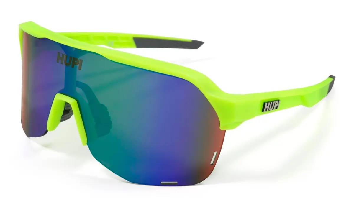 Óculos de Sol HUPI Huez Unissex Armação Amarelo Neon/Cinza - Lente Azul Espelhado
