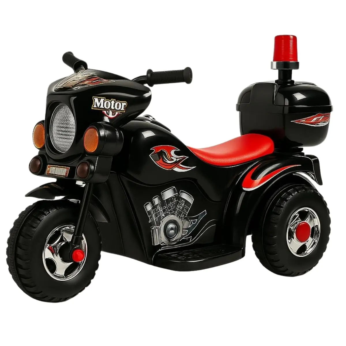 Mini Moto Elétrica 6v Polícia Menina Com Luz Som E Baú (Preto) - 1