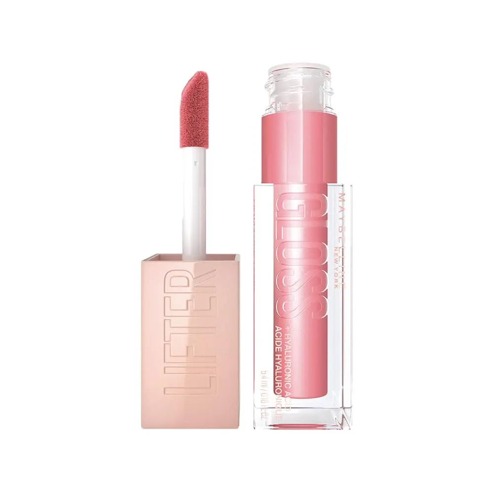 Maybelline NY Lip Lifter Gloss Brilho Labial com Ácido Hialurônico, Promove Lábios Volumosos, Hidratados e Cheios de Brilho, Aplicador XL para Make Glow, Cor Silk, 5.4ml - 1