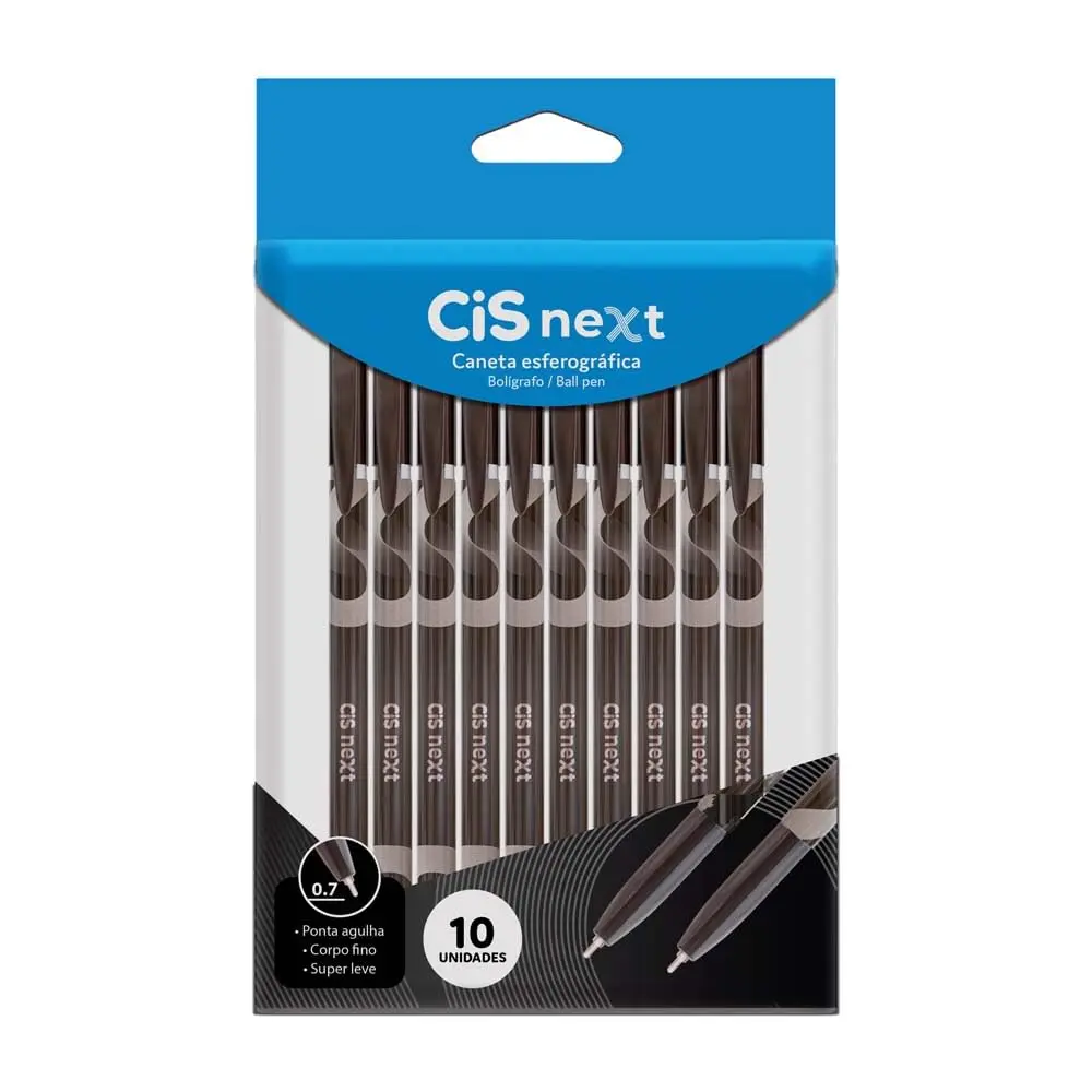 CIS Next Caneta Esferográfica - Preto - Envelope com 10 unidades