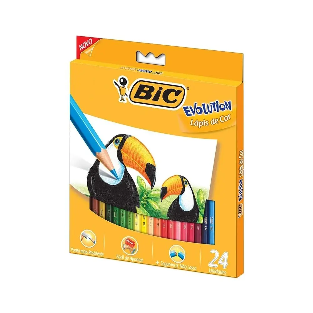Lápis de Cor Sextavado, BIC 902638, Multicor, Pacote de 3