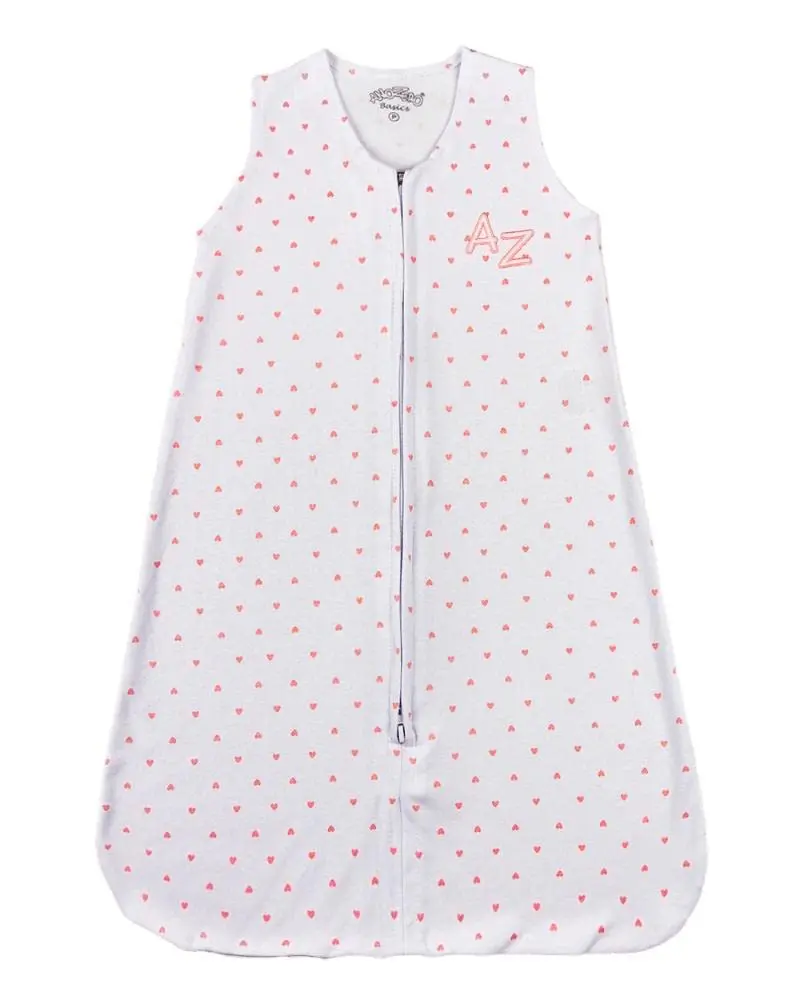 Saco de Dormir para Bebê Menina em Suedine Algodão Fio 40 Estampado – Saco de Dormir com Estampa de Corações (Branco,M)