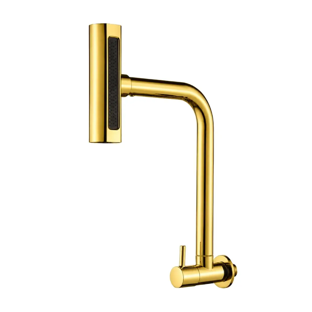 Torneira Pia Inox Gourmet Parede 4 Jatos Cascata SOFTINOX Torneira Cozinha (Dourada)