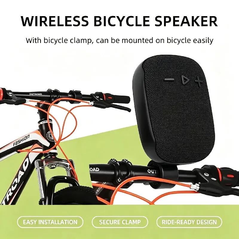 Caixa de Som Portátil para Bicicleta, Mini Subwoofer Bluetooth Sem Fio à Prova d'Água, Bocina, Coluna de Som