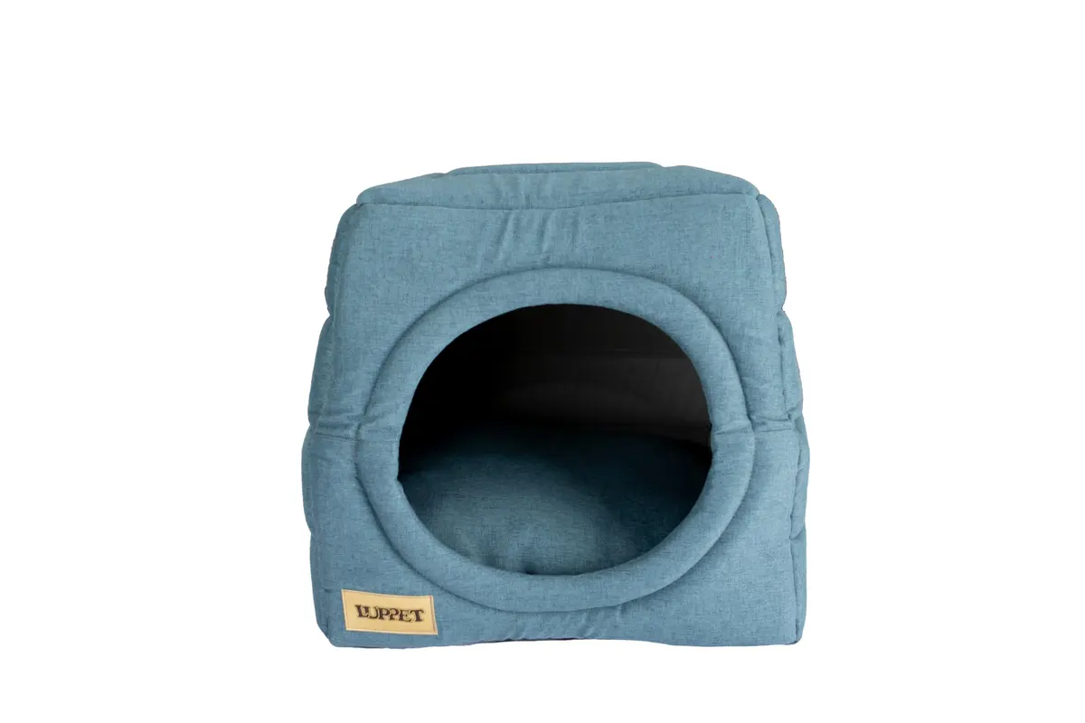 Cama Iglu para Cães e Gatos Luppet, 2 em 1, Tamanho M | Com Almofada, Índigo