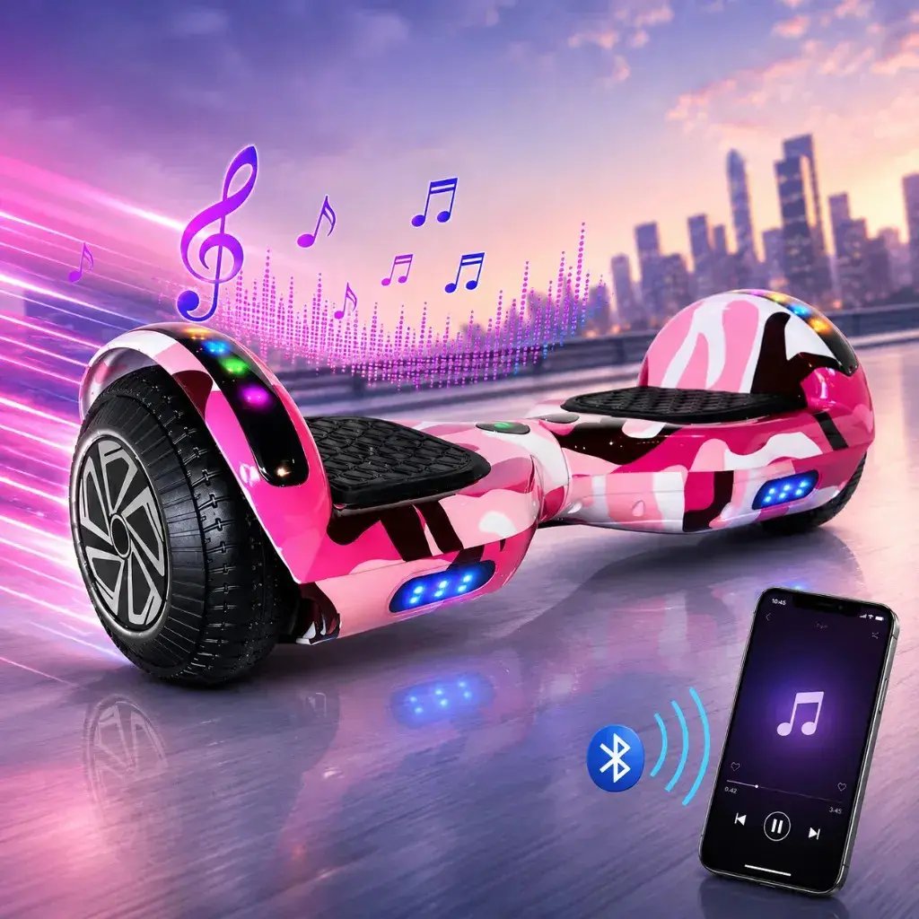 Hoverboard Skate Elétrico 6.5 Com Led Bluetooth Para Criança Cor Rosa