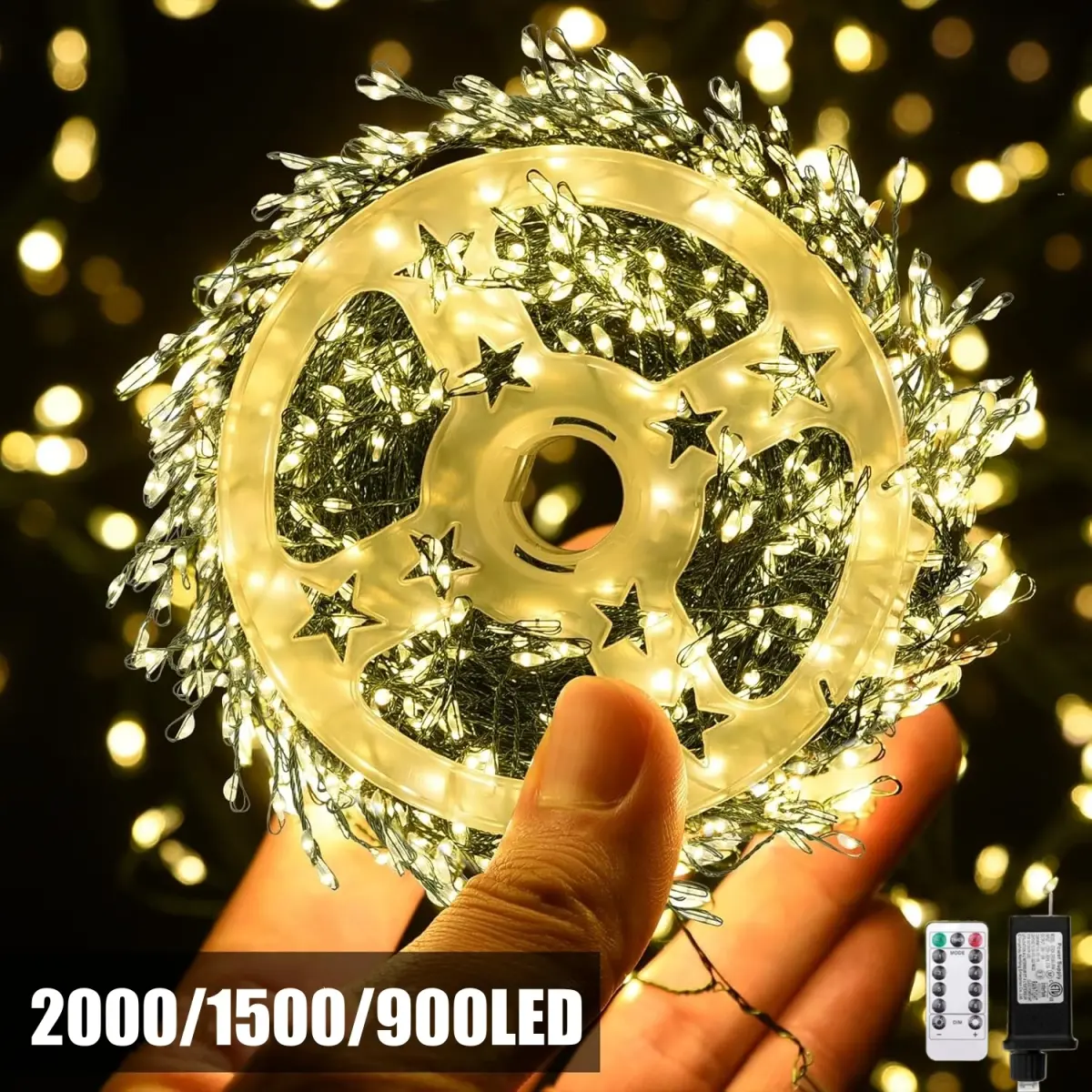 Led firecracker luzes da corda ue/eua dc power controle remoto halloween guirlanda luz de fadas para festa de casamento decoração de natal