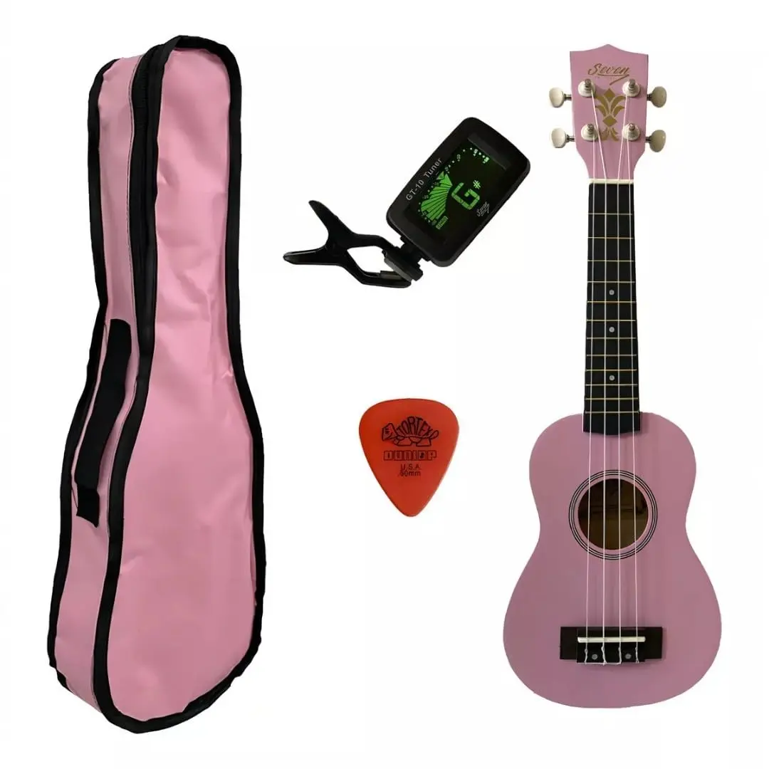 Ukulele Rosa Seven Soprano Suk-07 PI C/Capa e Afinador