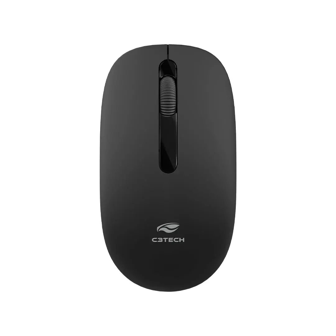 C3Tech Mouse Sem Fio M-W15BK, Preto, Wifi 2.4Ghz, 1200DPI, Ambidestro, 3 Botoes, Windows, MAC OS,LINUX, CHROME