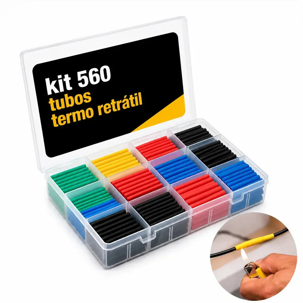 Kit Espaguete Tubo Termo Retratil Encapar Cabos Fios 560pcs Multcores