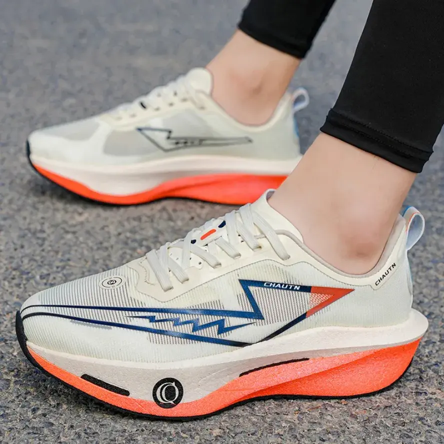 Tênis de Corrida Masculino com Placa de Carbono, Especializado para Maratona, Antiderrapante, Respirável, Leve e Confortável para Mulheres