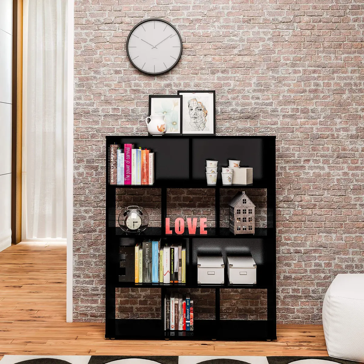 Artely Estante Organizadora Book com 10 Nichos, Preto - 1