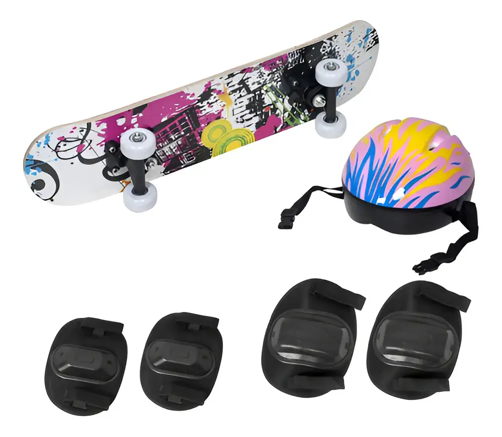 Skate Infantil Radical Iniciante Menina Menino 60 Cm Rosa - 1