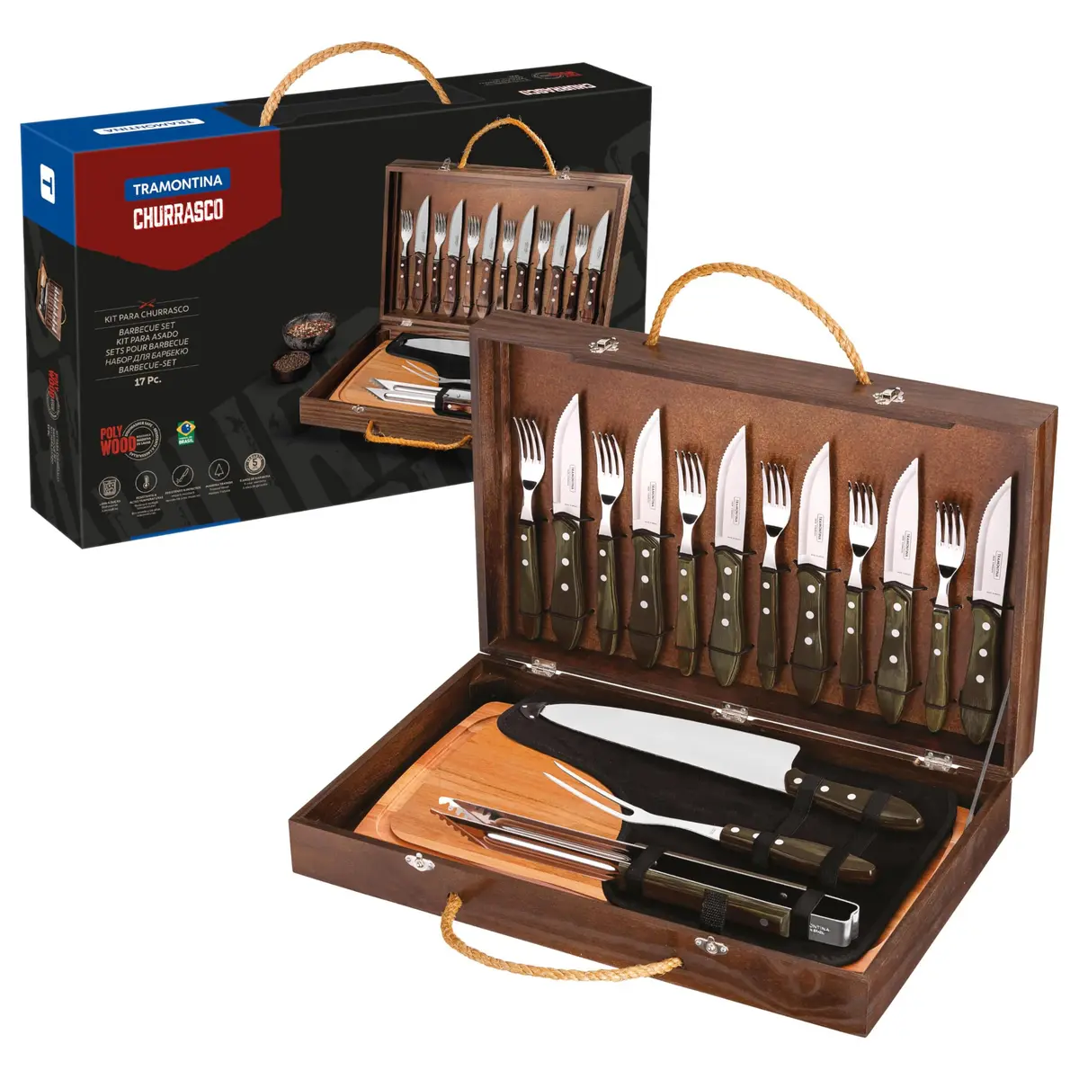Kit para Churrasco 17 Peças Tramontina Castanho - 1