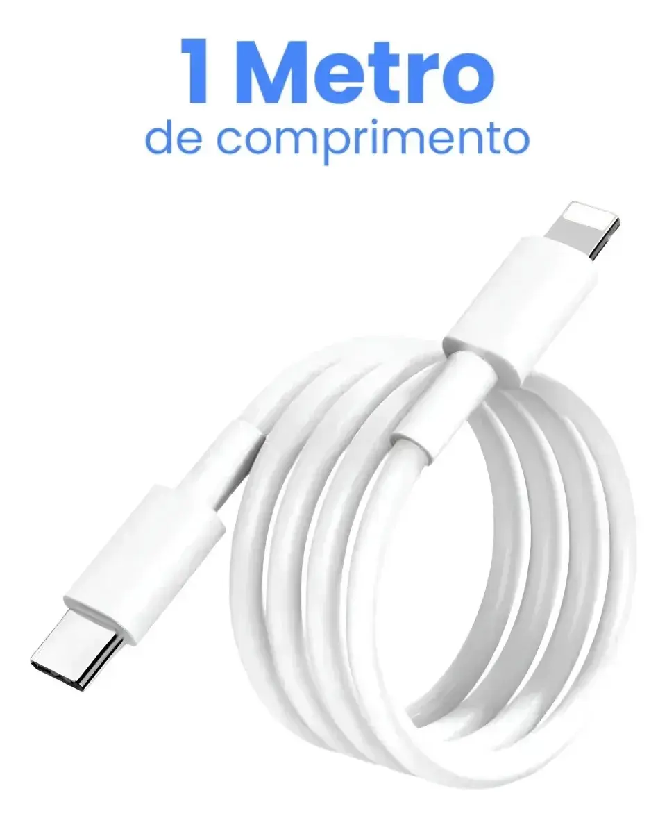 Cabo Carregador Tipo-C Compativel Com iPhone 6 7 8 X Xr Xs 11 12 13 14 Pro Max Plus Turbo Tipo C Branco thumbnail 2