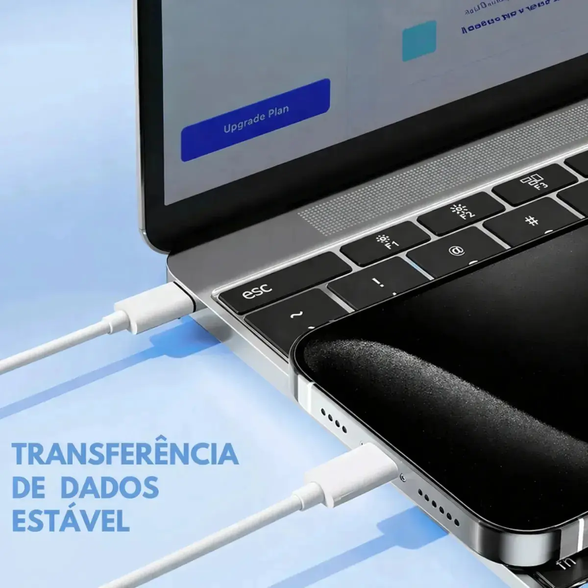 Cabo Carregador Tipo-C Compativel Com iPhone 6 7 8 X Xr Xs 11 12 13 14 Pro Max Plus Turbo Tipo C Branco thumbnail 5