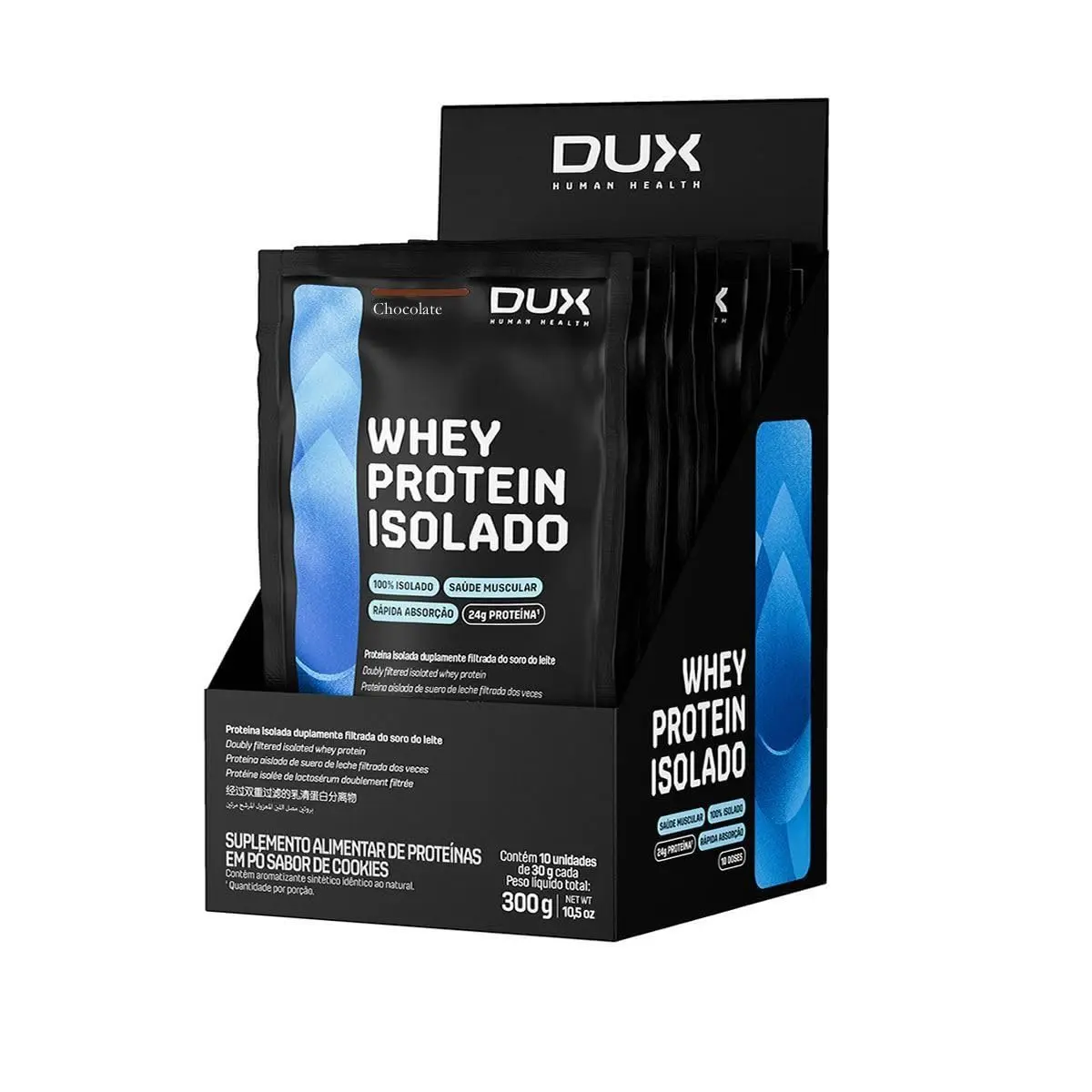 Whey Protein Isolado - 10 Sachês 30g Chocolate - Dux Nutrition