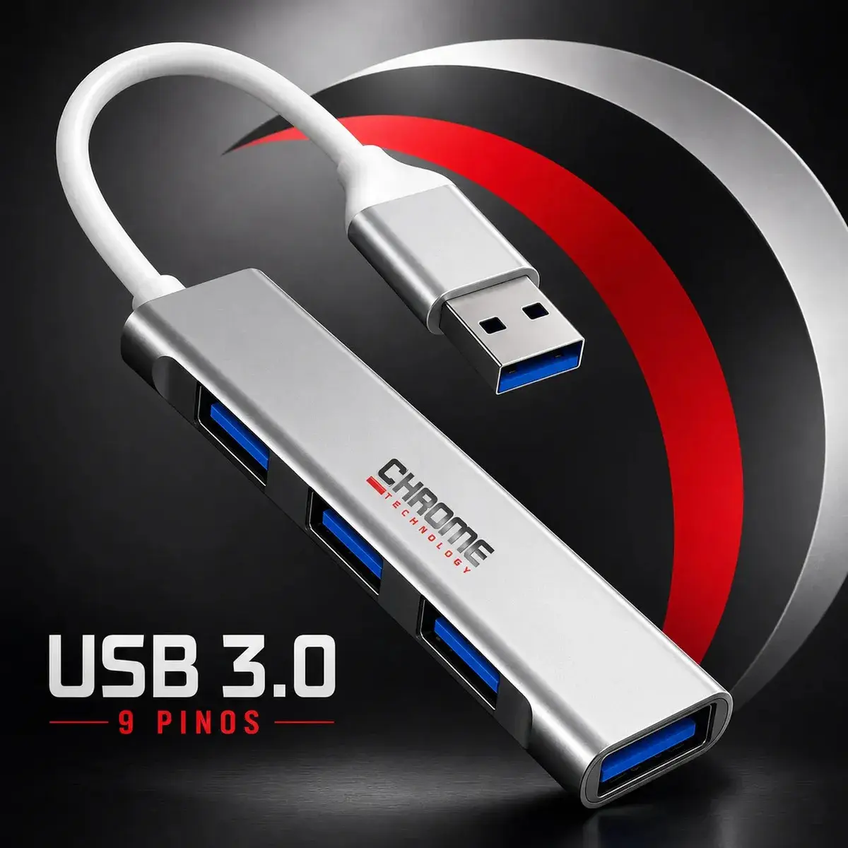 Hub Usb 4 Portas Usb 3.0 5 Gbps Extensor Adaptador Usb 3.0 Computador Pc Notebook Chrome Technology - 1