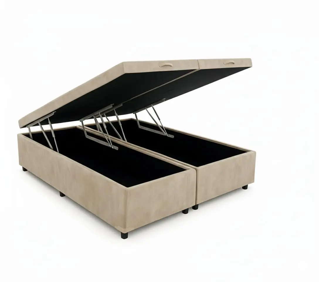 Cama Box Baú Casal Bipartido 69 Diversas Cores (138x188x42) (Suede bege)
