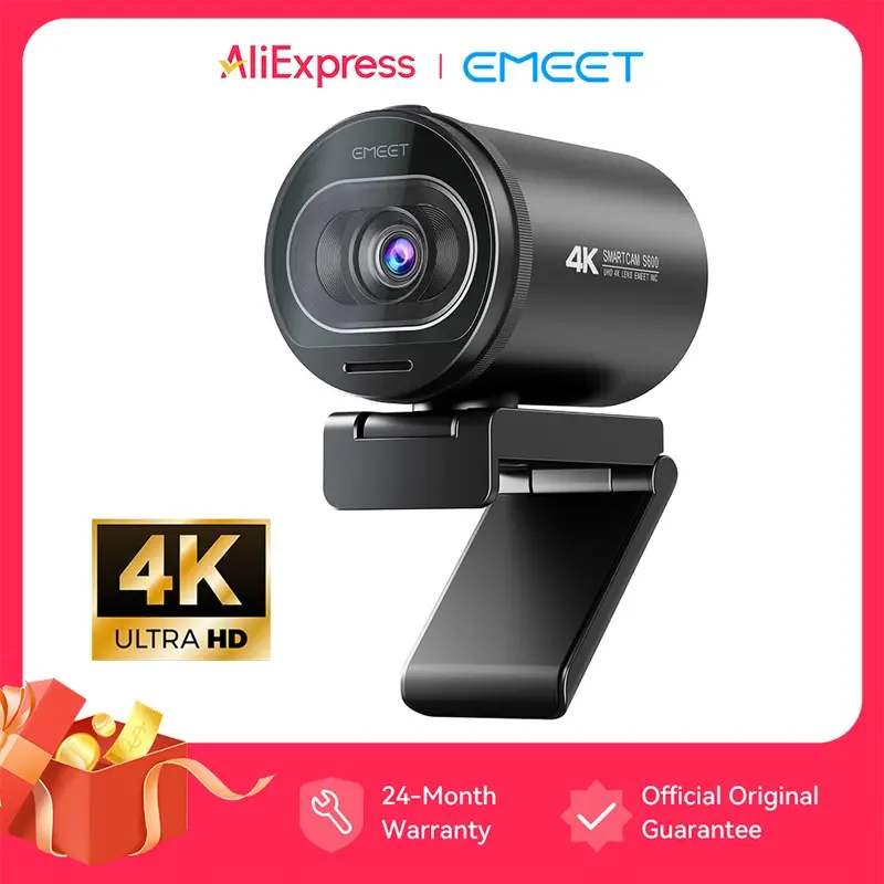 Webcam 4K para Streaming, Câmera USB 1080P 60FPS EMEET S600 com Foco Automático e Microfones para TikTok/YouTube - 1