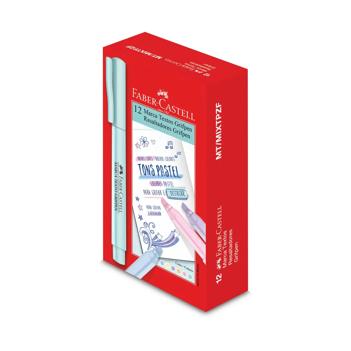Caneta Marca Texto, Faber-Castell, MT/MIXTPZF, Multicor, pacote de 12