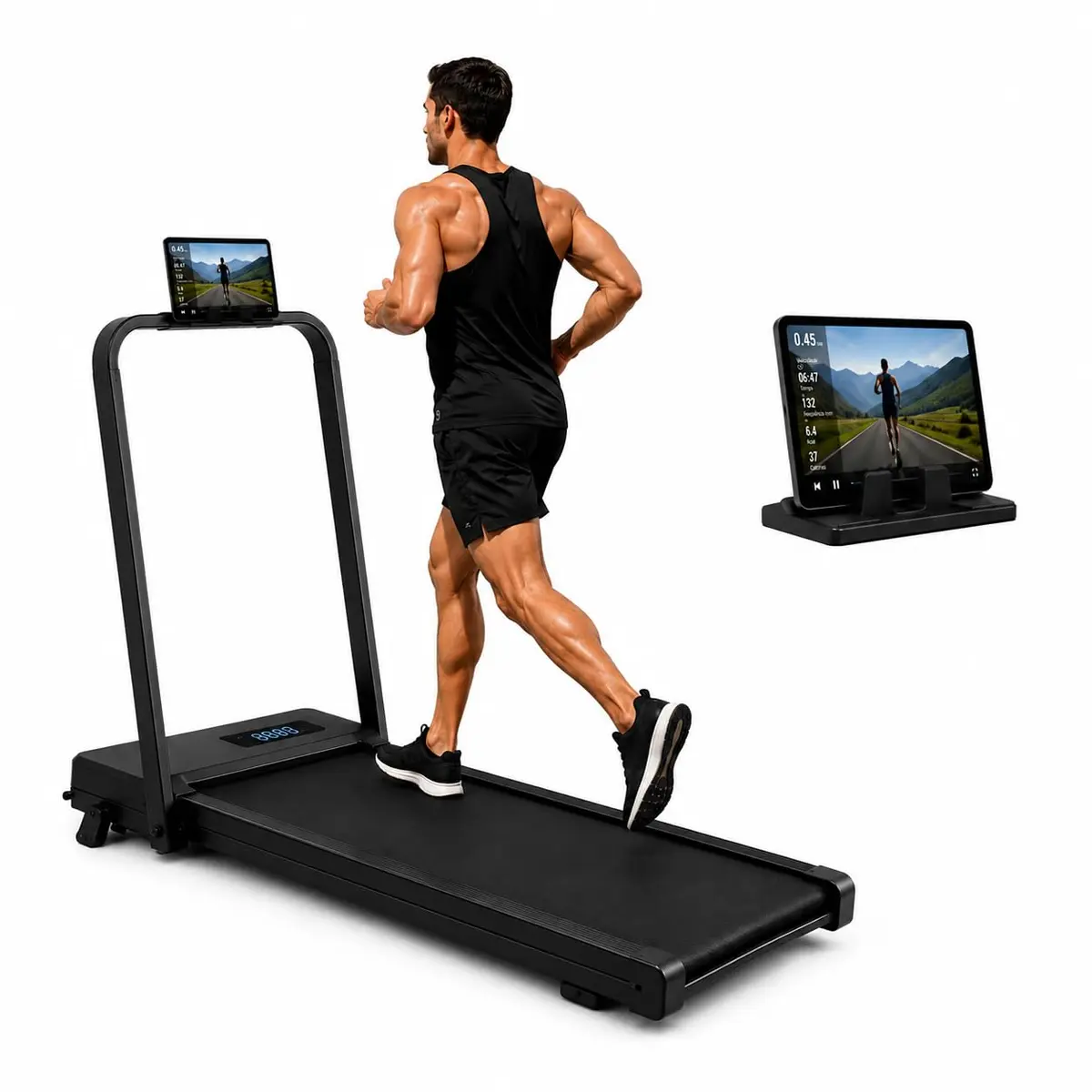 Esteira Ergométrica Elétrica Silenciosa Academia 7km/h Suporte Para Tablet E Telefone Profissional (110 Volts) - 1