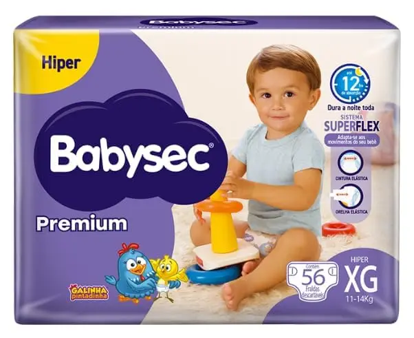Fralda Babysec Premium Hiper XG 56 Unidades