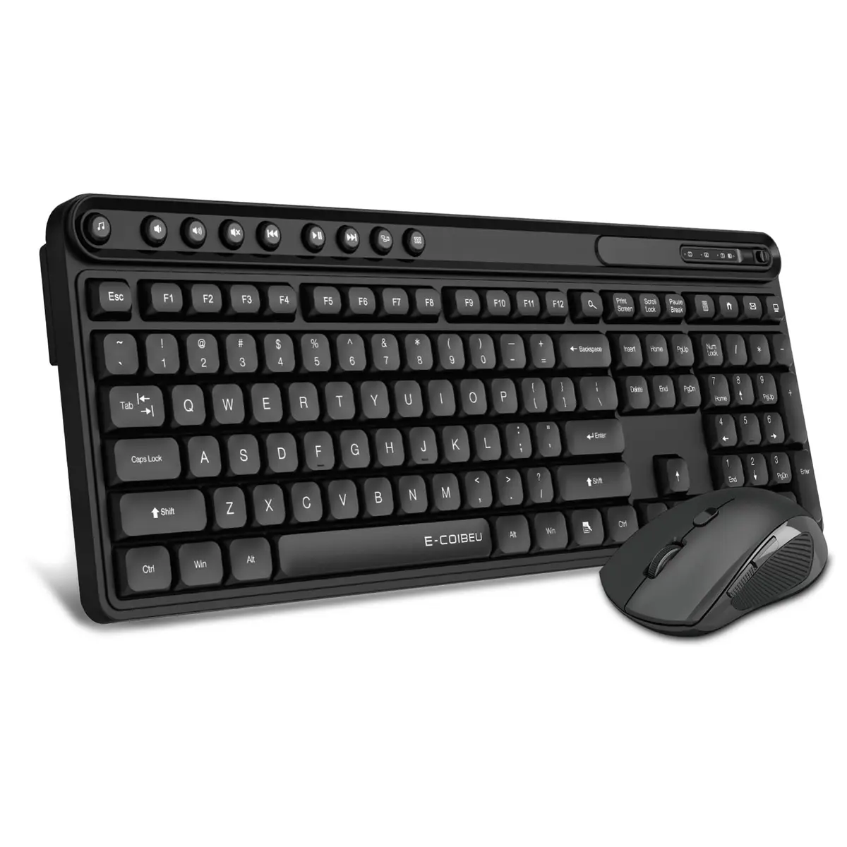 Conjunto Teclado e Mouse Sem Fio 2,4GHz ABNT2 Preto | Kit com teclado 108+9 teclas, mouse 6 botões, 5 níveis de DPI, conexão USB 2,4GHz e design ergonômico. - 1