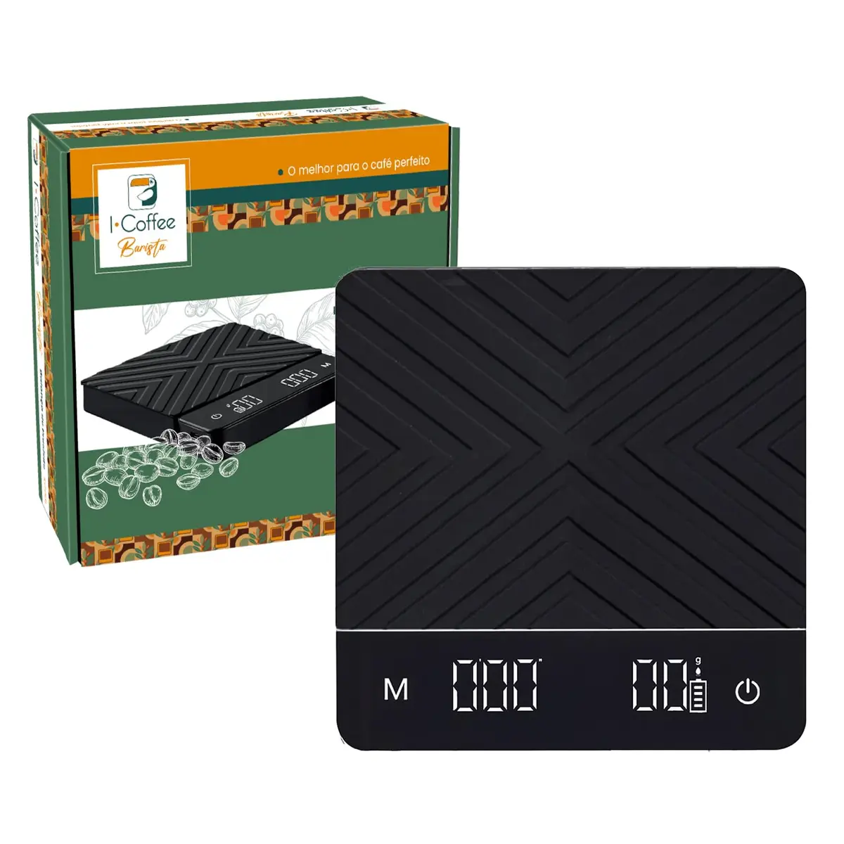 Balança de Café Recarregável com Temporizador, Precisa de 0,1 g/5 kg,Preto