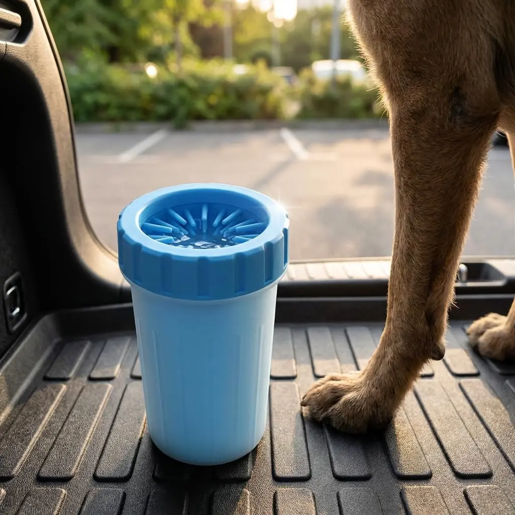 Limpador De Patas Premium Para Cachorro, Copo 2 Em 1, Silicone, VARENZIA | Escova De Silicone, Remove Lama E Poeira, Portátil, 2 Em 1, Para Cães