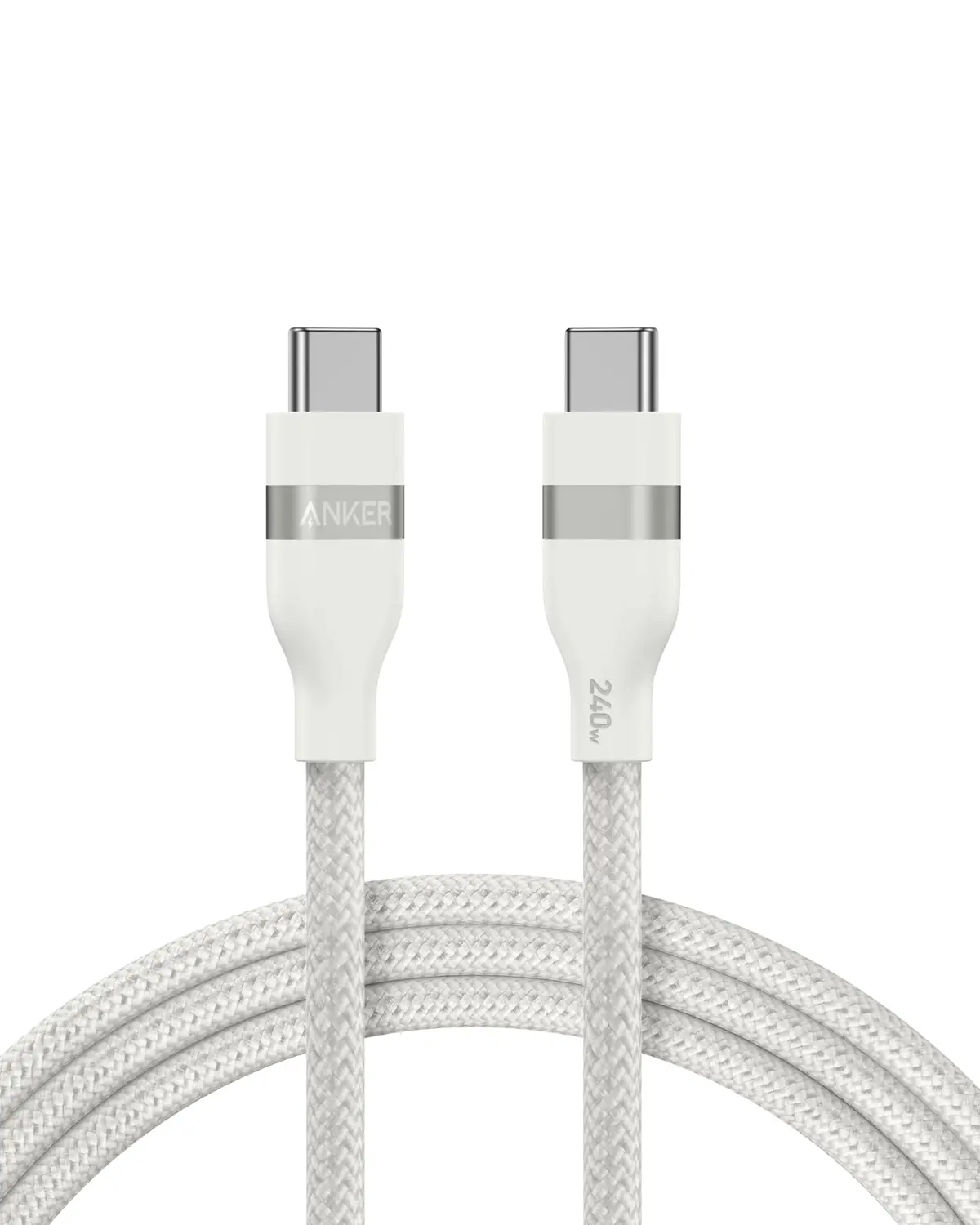 Anker Nano Cabo USB-C para USB-C, 240W, Carregamento Rápido Turbo, 1,8m | Carregador Tipo C, Trançado Flexível Multicolorido, para iPhone18/17/16/15,Samsung,Xiaomi,MacBook,ipad,Tablet,Kindle,Branco