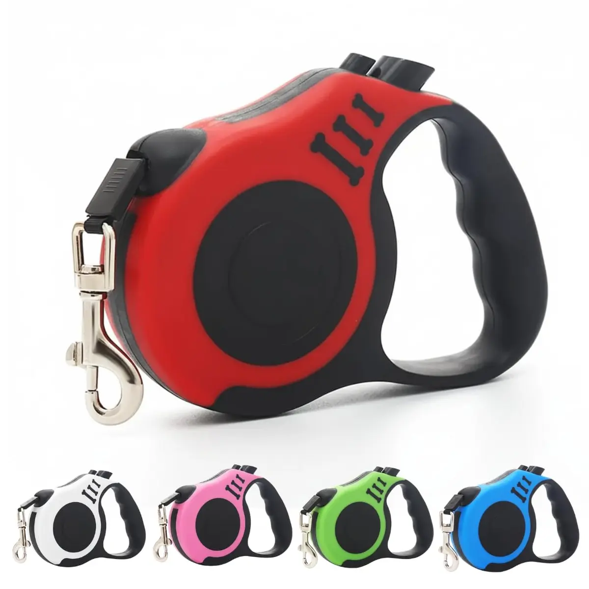 Guia Retrátil para Cachorro 5 Metros Resistente com Trava de Segurança – Suporta até 30kg – Passeio Confortável para Cães de Pequeno e Médio Porte – Design Leve e Ergonômico (Vermelha)